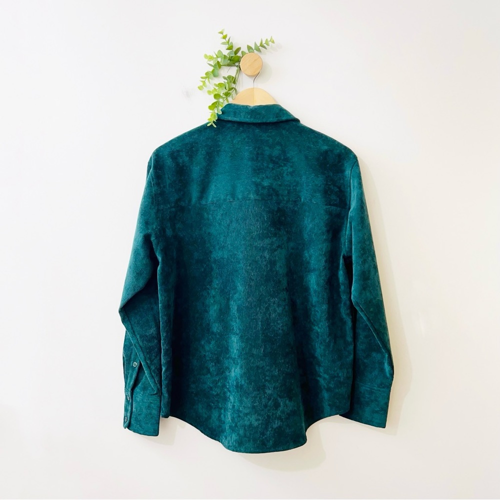 Zara Emerald Green Corduroy Button Front Shirt - Picture 6 of 7